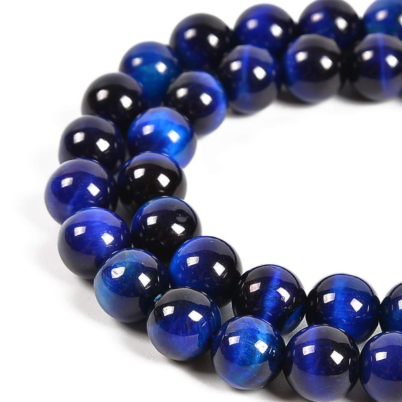 Nancybeads 45pcs 8mm Natural Sapphire Tiger's Eye Gemstone Round Spacer Loose Stone Beads for Jewelry Making 15.5" 1 Strand (Sapphire Tiger's Eye, 8mm 45Beads) - Image 1